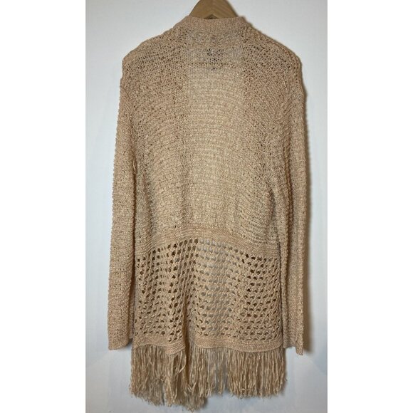 Chico's Travelers Collection Open Cardigan Fringe Peach Shimmer Size 3 XL - Picture 3 of 3